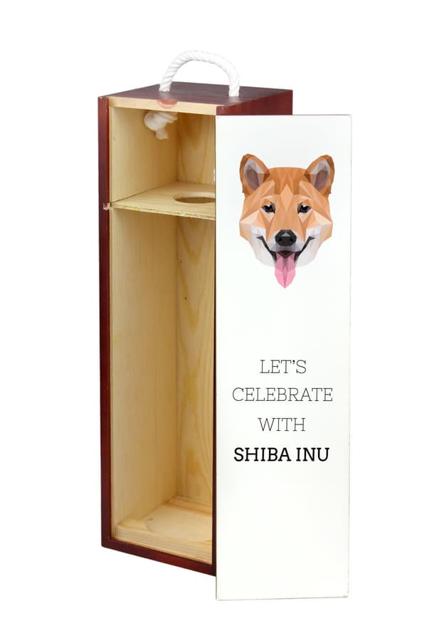 Shiba Inu - en geometrisk låda med ett foto och en inskription för Art-Dog-vin