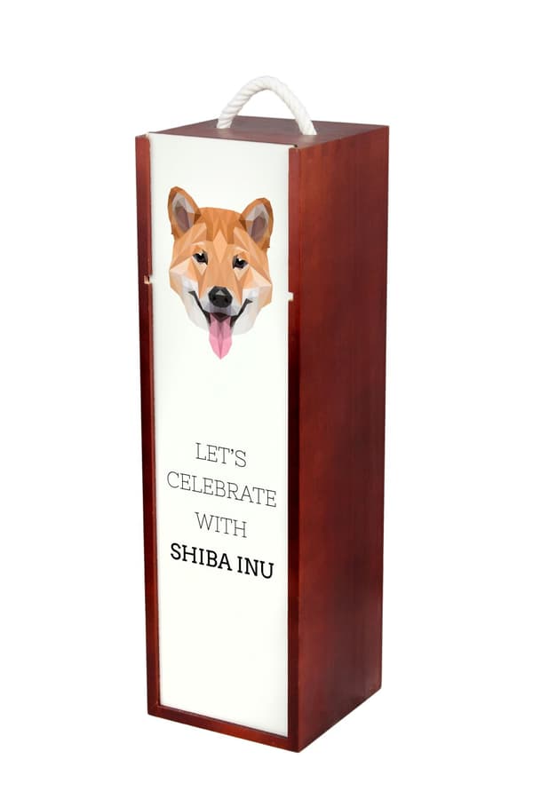 Shiba Inu - en geometrisk låda med ett foto och en inskription för Art-Dog-vin