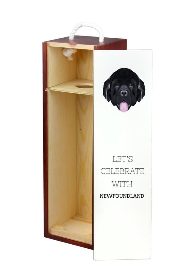 Newfoundland, Newfoundland, Wodołaz - en geometrisk låda med ett foto och en inskription för vin av Art-Dog
