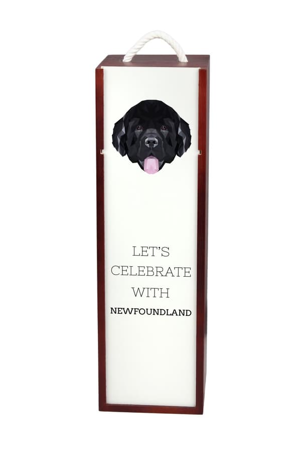 Newfoundland, Newfoundland, Wodołaz - en geometrisk låda med ett foto och en inskription för vin av Art-Dog