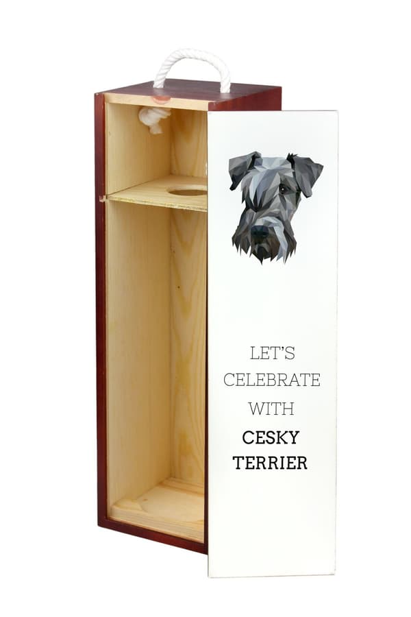 Czech Terrier, Cesky Terrier - geometrisk låda med ett foto och inskription för vin av Art-Dog