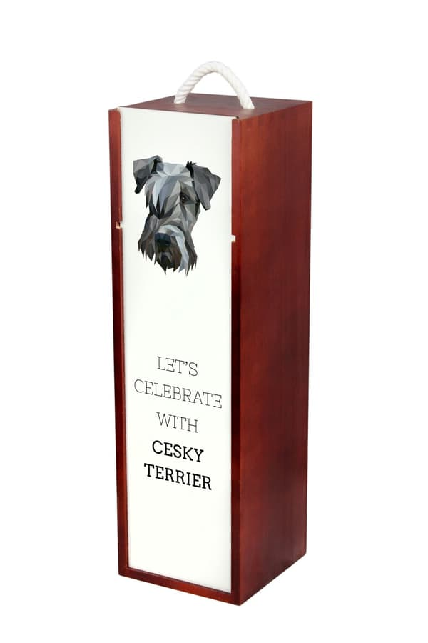 Czech Terrier, Cesky Terrier - geometrisk låda med ett foto och inskription för vin av Art-Dog