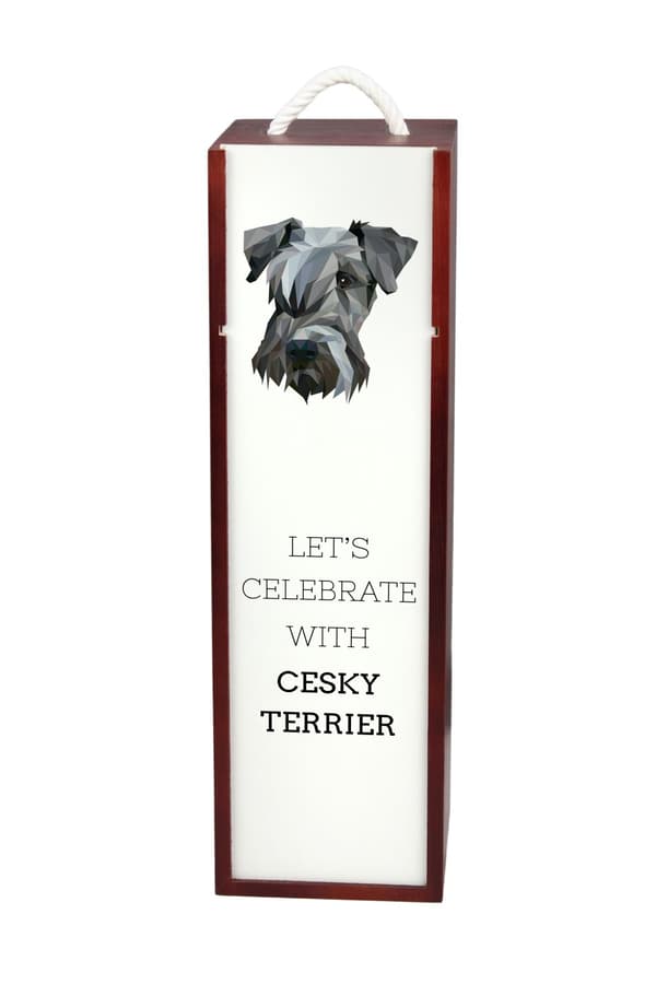 Czech Terrier, Cesky Terrier - geometrisk låda med ett foto och inskription för vin av Art-Dog