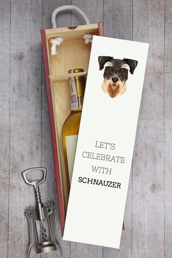 Schnauzer, Schnauzer - en geometrisk æske med et foto og en inskription til Art-Dog vin