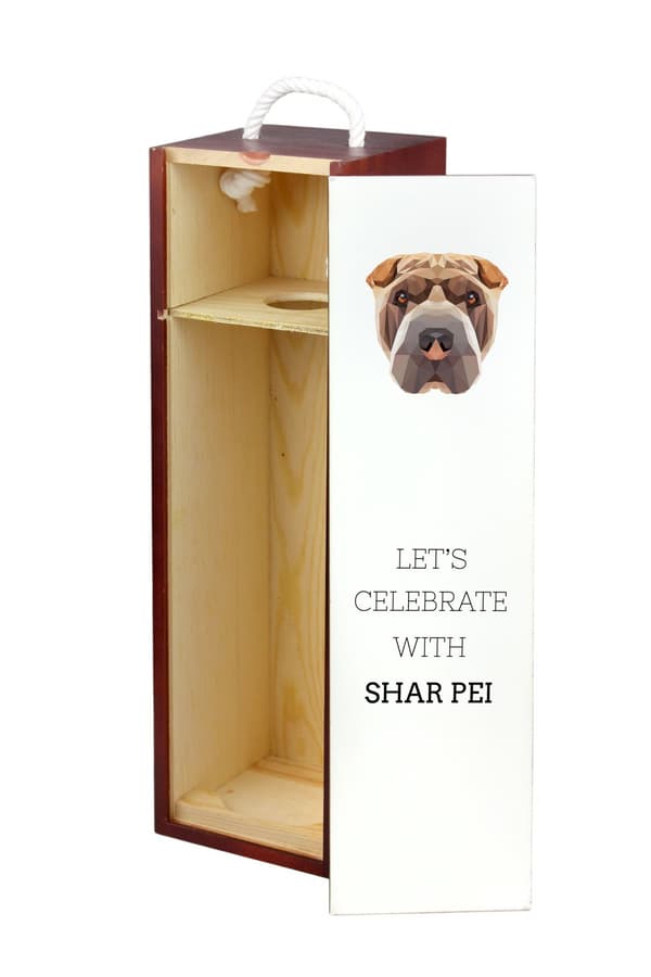 Shar Pei - en geometrisk låda med ett foto och en inskription för Art-Dog-vin