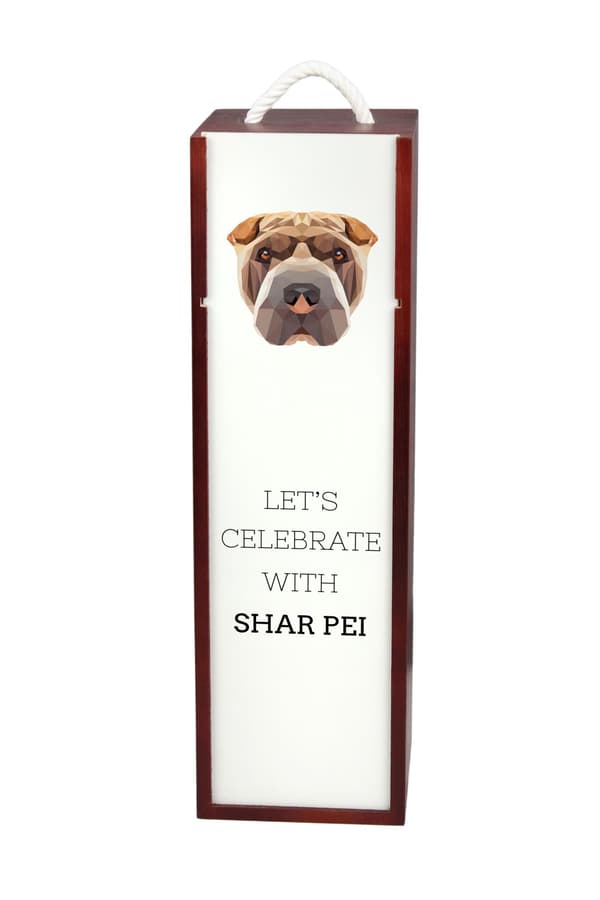 Shar Pei - en geometrisk låda med ett foto och en inskription för Art-Dog-vin