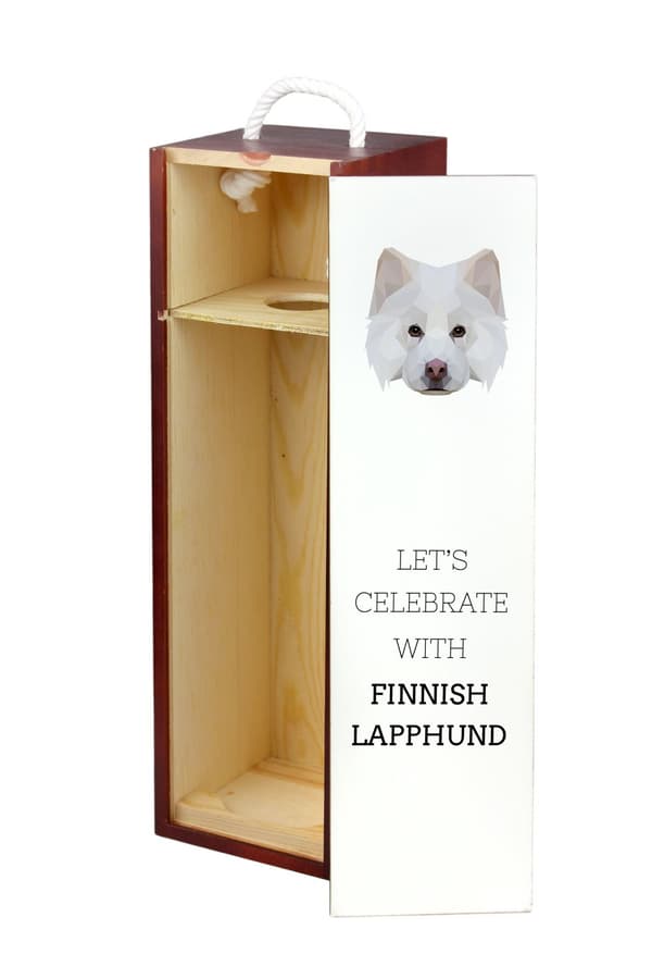Finsk lapphund, finsk lapphund - en geometrisk låda med ett foto och en inskription för vin av Art-Dog