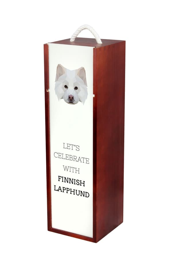 Finsk lapphund, finsk lapphund - en geometrisk låda med ett foto och en inskription för vin av Art-Dog