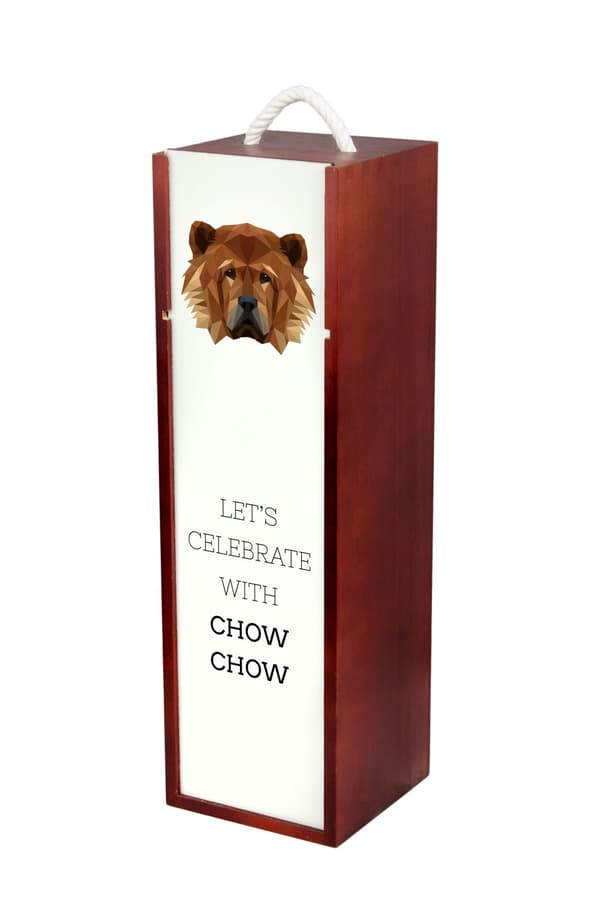 Chow Chow - en geometrisk låda med ett foto och en inskription för Art-Dog-vin