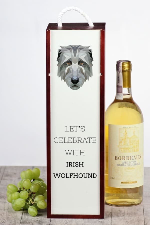 Irländsk varghund, irländsk varghund - geometrisk låda med ett foto och inskription för vin av Art-Dog