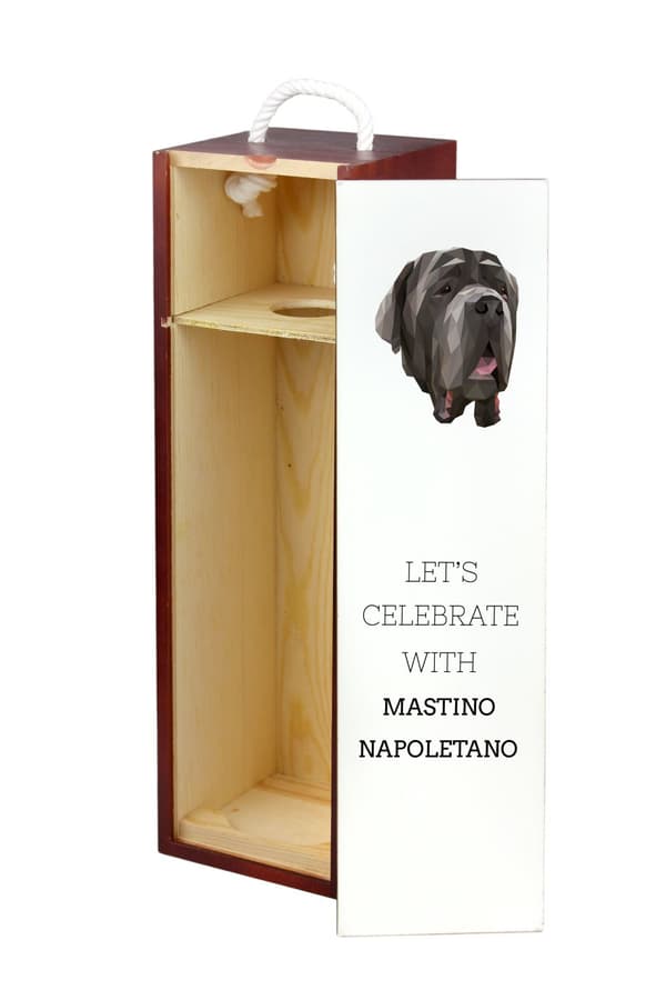 Napolitansk mastiff, napolitansk mastiff, Mastino napoletano - geometrisk boks med et foto og inskription for vin af Art-Dog