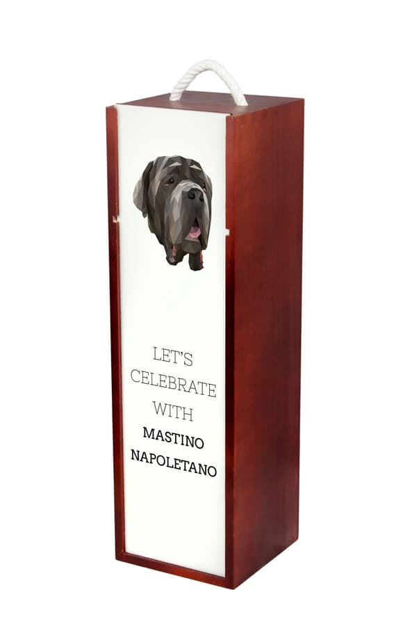 Napolitansk mastiff, napolitansk mastiff, Mastino napoletano - geometrisk boks med et foto og inskription for vin af Art-Dog