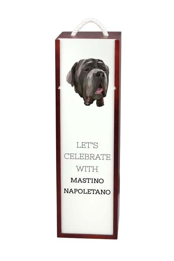 Napolitansk mastiff, napolitansk mastiff, Mastino napoletano - geometrisk boks med et foto og inskription for vin af Art-Dog