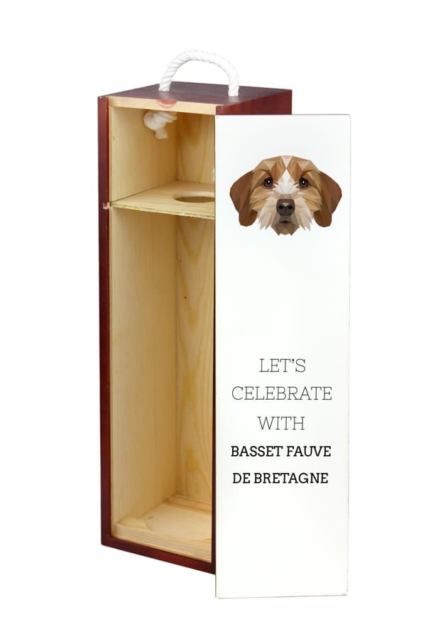 Breton Basset, Basset Fauve de Bretagne - geometrisk æske med foto og inskription til vin af Art-Dog