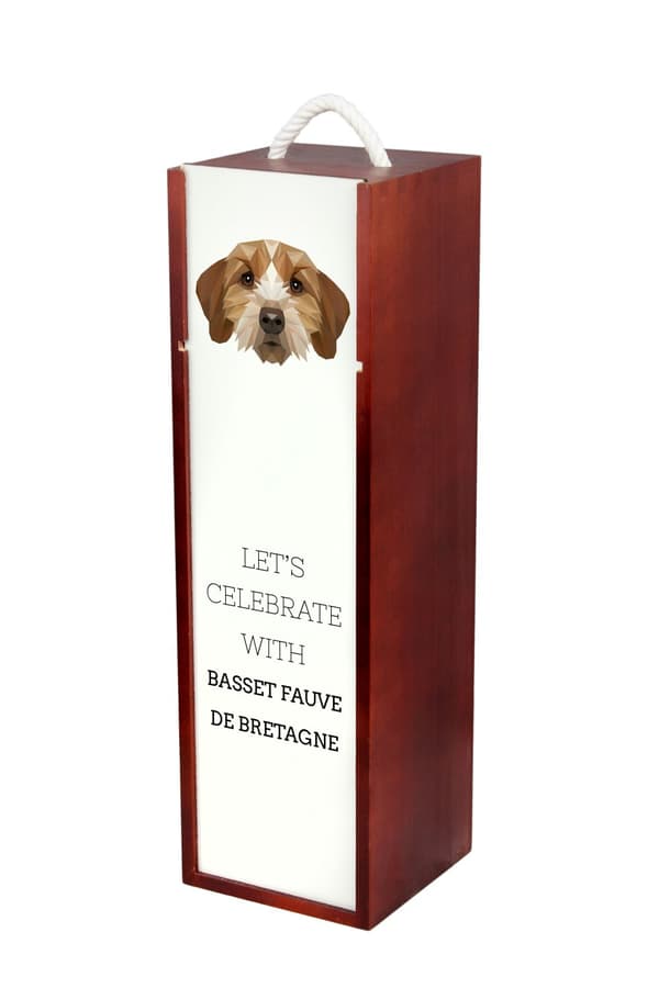 Breton Basset, Basset Fauve de Bretagne - geometrisk æske med foto og inskription til vin af Art-Dog