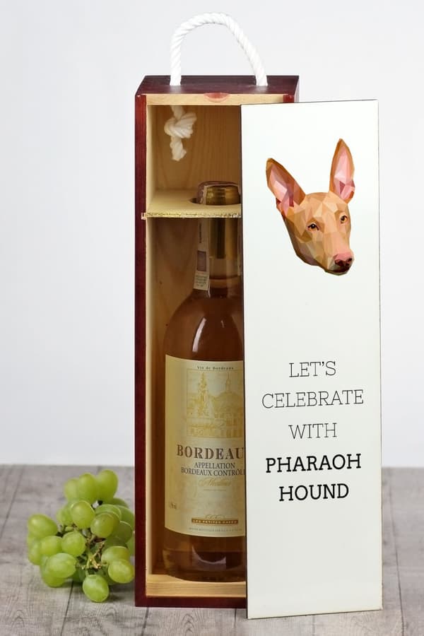 Faraos hund, maltesisk vinthund - geometrisk låda med foto och inskription för vin av Art-Dog