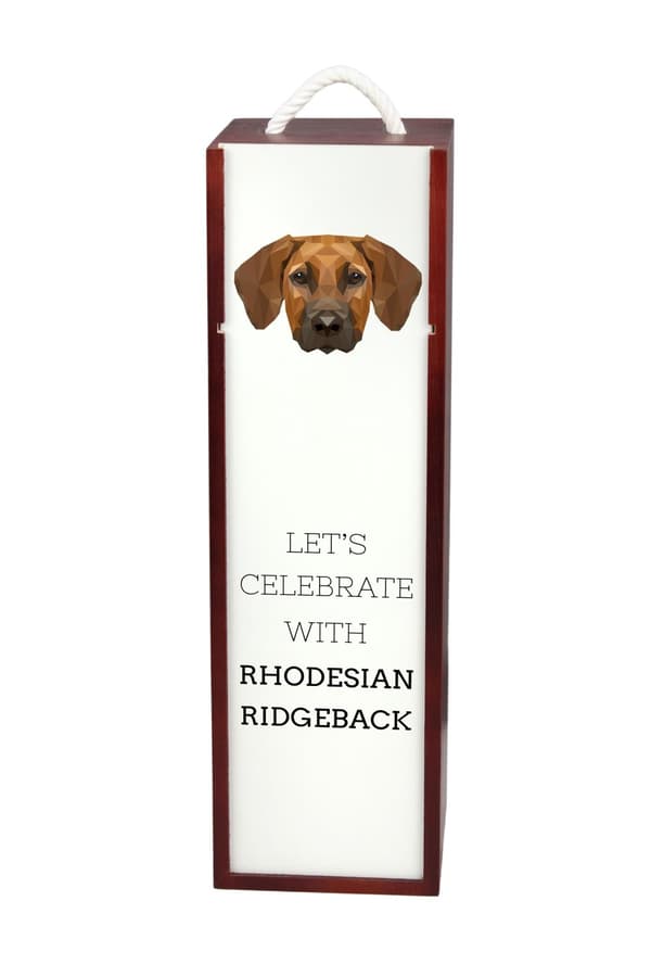 Rhodesian Ridgeback, afrikansk løvehund - geometrisk æske med et foto og inskription for vin af Art-Dog