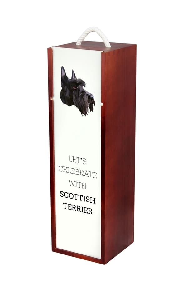 Skotsk terrier, Aberdeen Terrier - geometrisk låda med foto och inskription för vin av Art-Dog