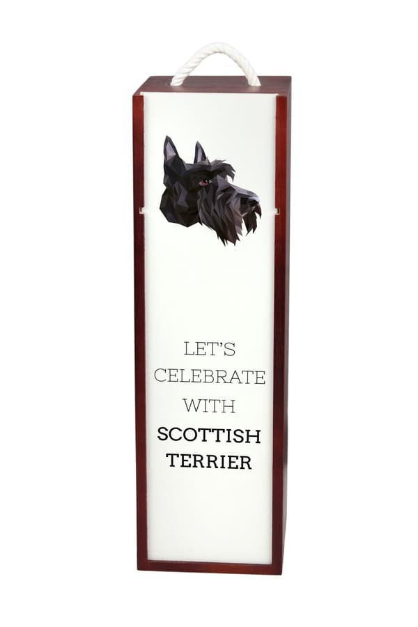 Skotsk terrier, Aberdeen Terrier - geometrisk låda med foto och inskription för vin av Art-Dog