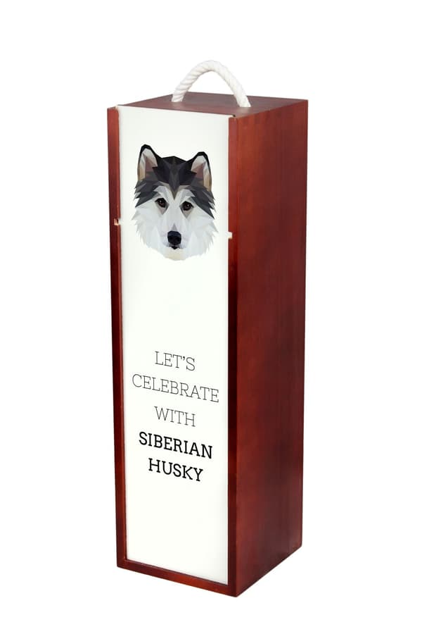 Siberian Husky, Siberian Husky - en geometrisk kasse med et foto og en inskription til vin af Art-Dog