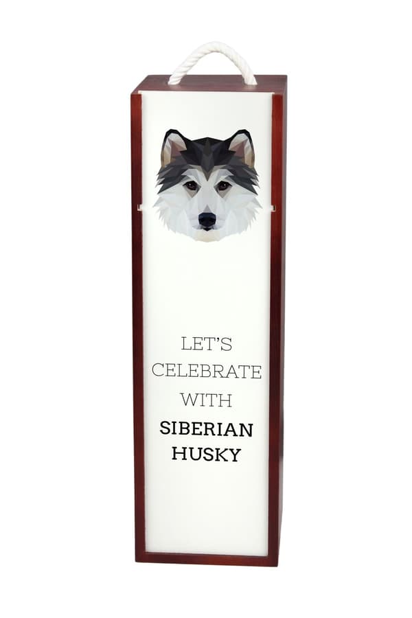 Siberian Husky, Siberian Husky - en geometrisk kasse med et foto og en inskription til vin af Art-Dog