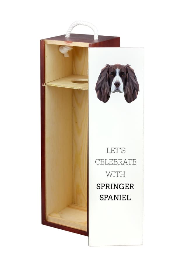 Engelsk Springer Spaniel - en geometrisk låda med ett foto och en inskription för Art-Dog-vin