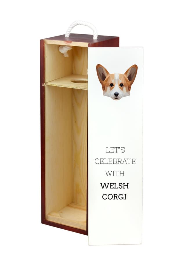 Pembroke Welsh Corgi - en geometrisk æske med et foto og en inskription for vin af Art-Dog