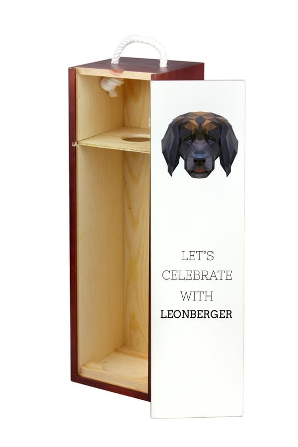Leonberger - en geometrisk æske med et foto og en inskription til Art-Dog vin