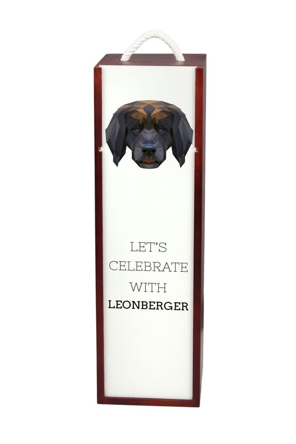 Leonberger - en geometrisk æske med et foto og en inskription til Art-Dog vin