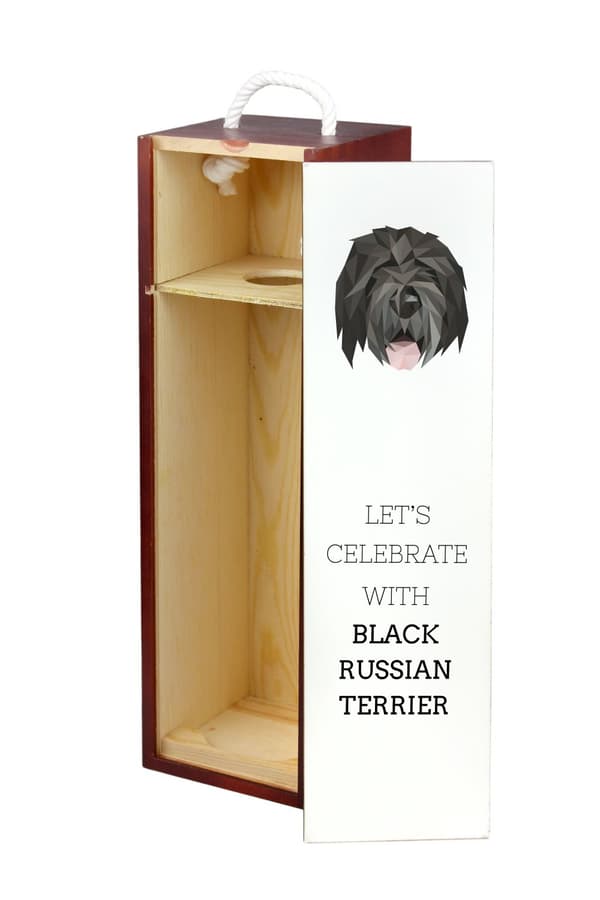 Russian Black Terrier - en geometrisk låda med ett foto och en inskription för vin av Art-Dog
