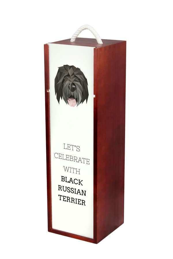 Russian Black Terrier - en geometrisk låda med ett foto och en inskription för vin av Art-Dog