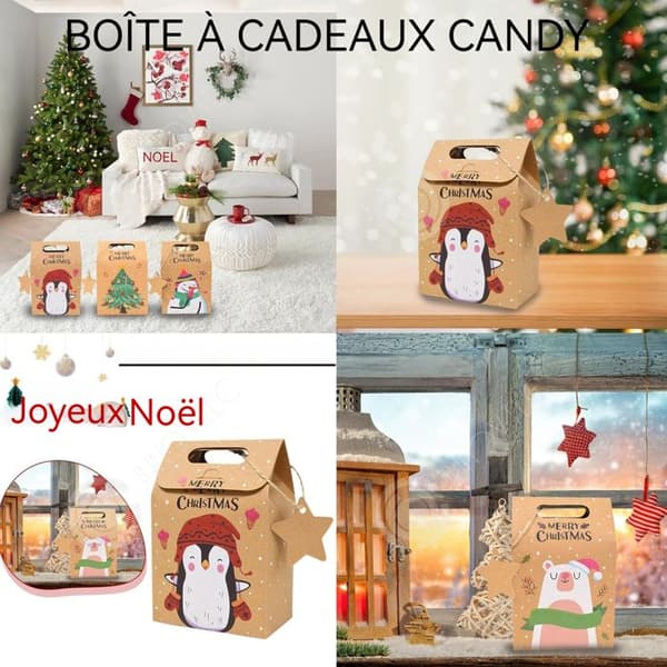 INN Smyckeskrin 9x5x6cm 24 st Creative Christmas Candy Box Presentförpackning Kraftpapper Snowflake Holiday Presentbox