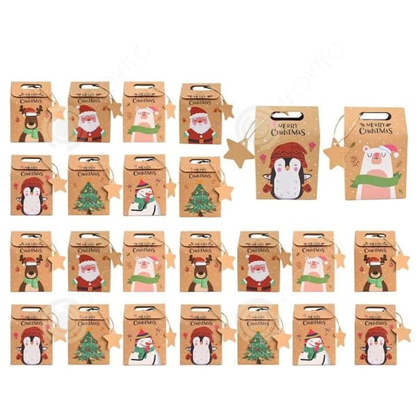 INN Smyckeskrin 9x5x6cm 24 st Creative Christmas Candy Box Presentförpackning Kraftpapper Snowflake Holiday Presentbox