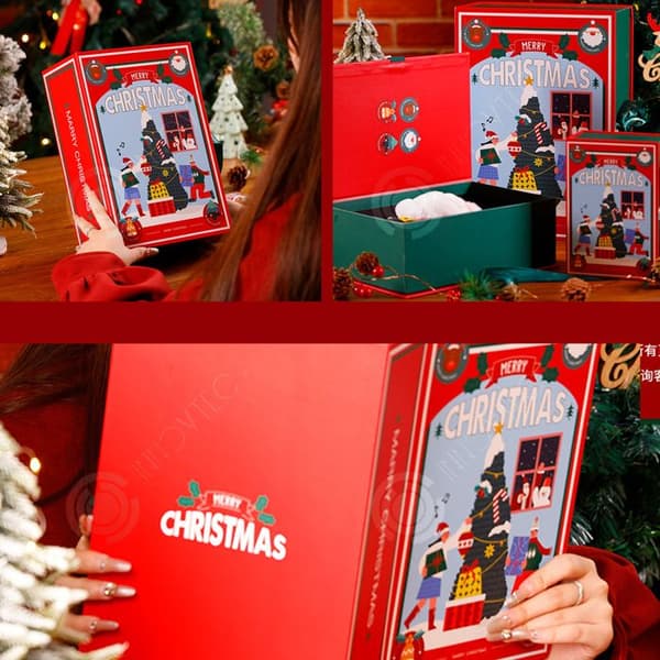 INN Ornaments Set med 3 Creative Christmas Present Box Utsökt Flip Book Box Julpresent Box Nyårsafton Apple Box