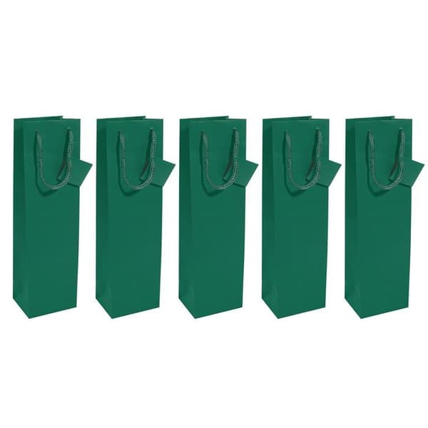 Sigel flasklåda - GT502/5 - GT502 Set med 5 presentpåsar för flaskor, 35 x 10 cm, matt, mörkgrön