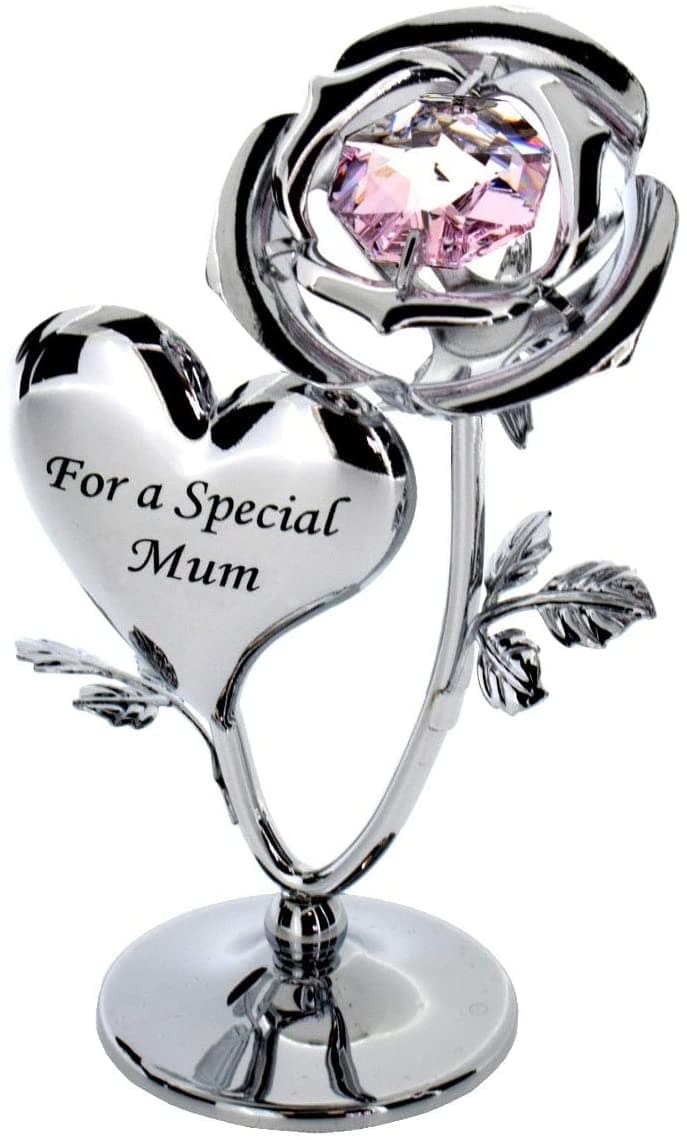 Crystocraft kristallprydnad presentset tillverkad med Swarovski-kristaller strass ros blomma (för en speciell mamma)