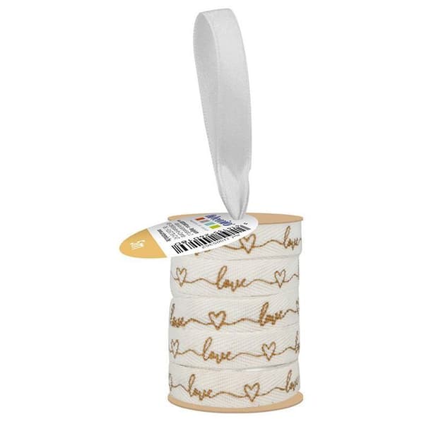Vitt och guld band Love 1 cm x 5 m