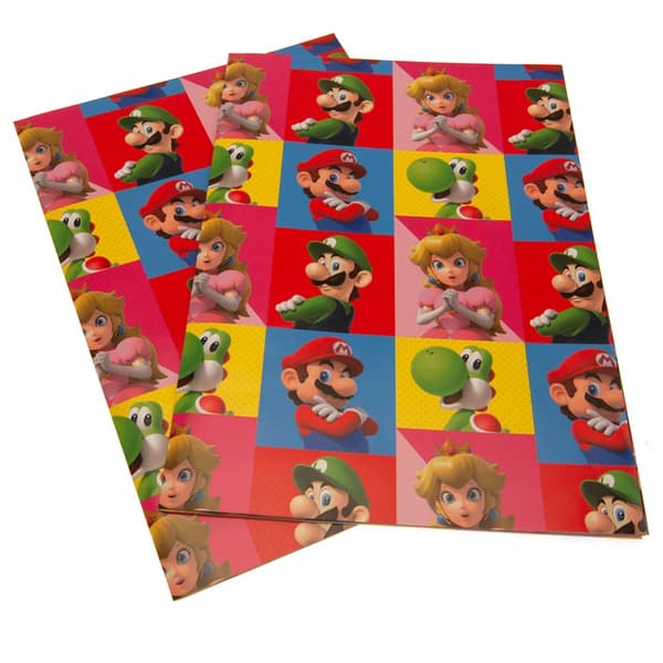 Super Mario Presentpapper med tecken (4-pack)
