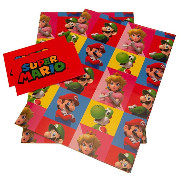 Super Mario Presentpapper med tecken (4-pack) Multicoloured One Size