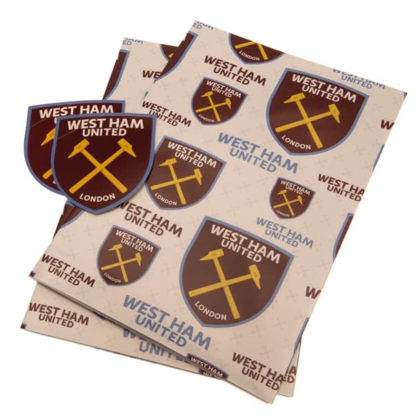 West Ham United FC Crest Gift Wrap Sheets Claret Red/White One Size