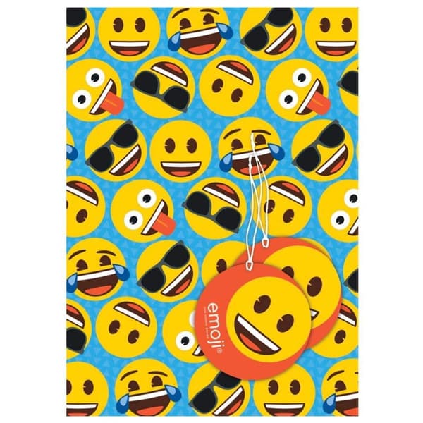 Emoji Presentpapper (förpackning med 4 ark) Yellow/Blue One Size