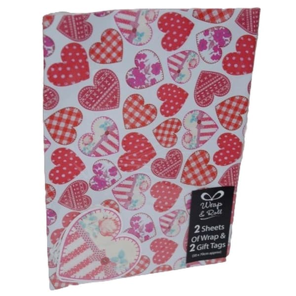Hjärtan i papper - presentpapper för alla hjärtans dag (4-pack) Red/White/Pink One Size