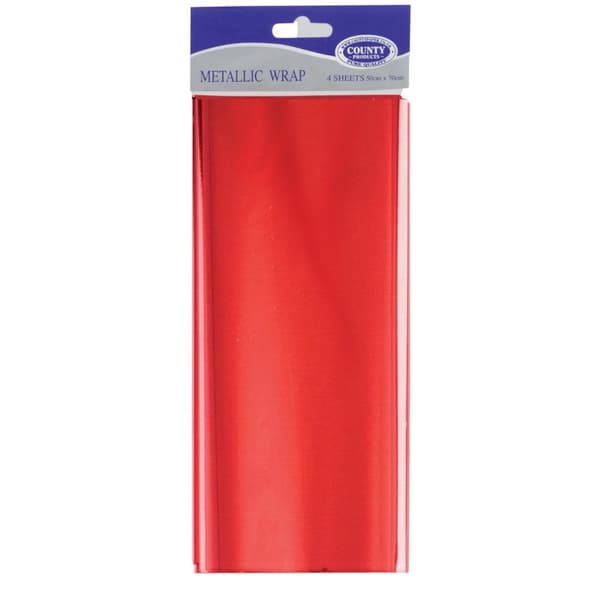 County Metallic Wrapping Paper (Pack of 4) Red One Size