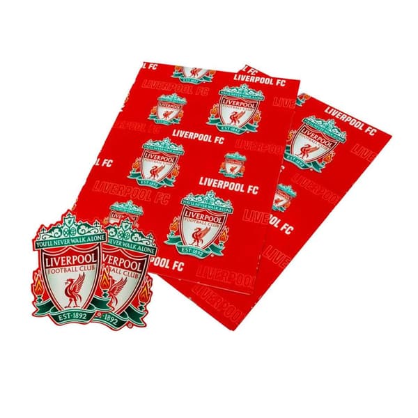Liverpool FC Text Gift Wrap Sheets (Pack of 2) Red 70cm x 50cm