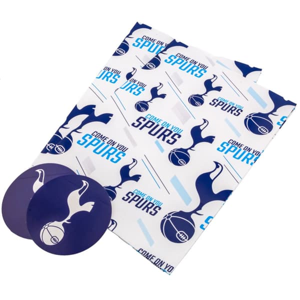 Tottenham Hotspur FC Text Gift Wrap Sheets (Pack of 2) White/Navy Blue One Size