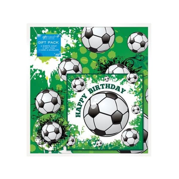 Football Birthday Gift Wrap Sheets (Pack of 5) Green/White/Black One Size