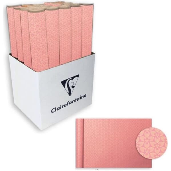 CLAIREFONTAINE Blommor Presentpappersrulle - Inslagna - 70 g/m² - Rosa