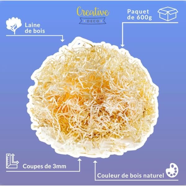 Naturlig träull - Creative Deco - 600g - Presentpappersfyllning