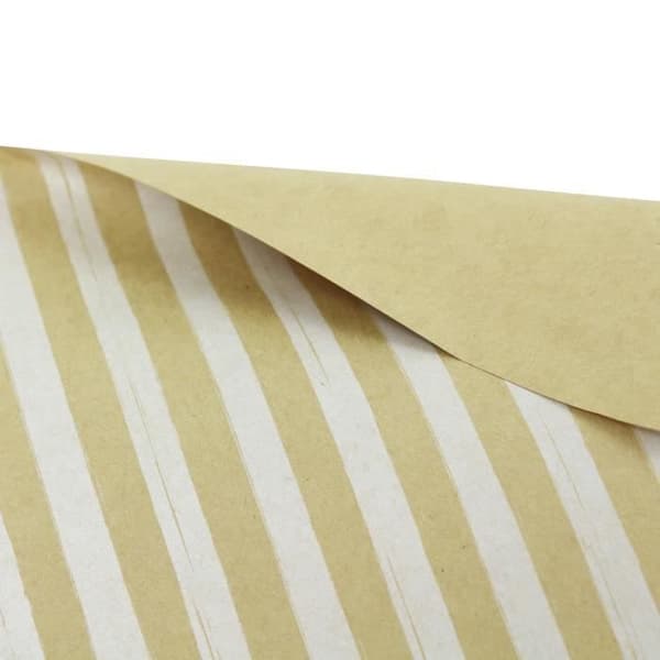 Kraft och vitrandigt presentpapper 2 x 0,70m - MegaCrea DIY Brown