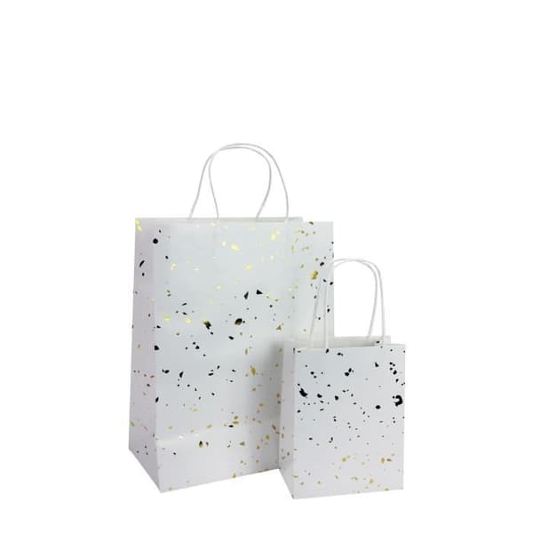 Presentpåse - MegaCrea DIY - Vit och guld - 2 stycken - Papper - Blandat